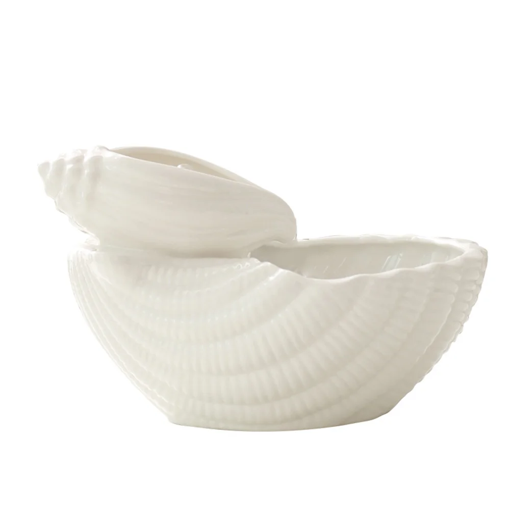 

Ceramic Tabletop Water Fountain Decorative Shell Conch Design Waterfall Tank for Indoor and Outdoor Table Desk Office Patio