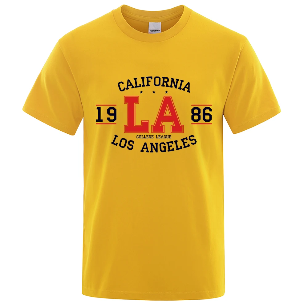 

California 1986 Los Angeles Man T-Shirts Hip Hop Loose Shirt Creativity Street Tops Breathable Cotton Mens Clothes Streetwear