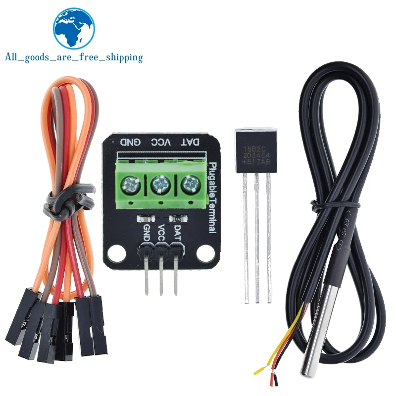 Комплект модуля датчика температуры DS18B20 водонепроницаемый 100 см кабель