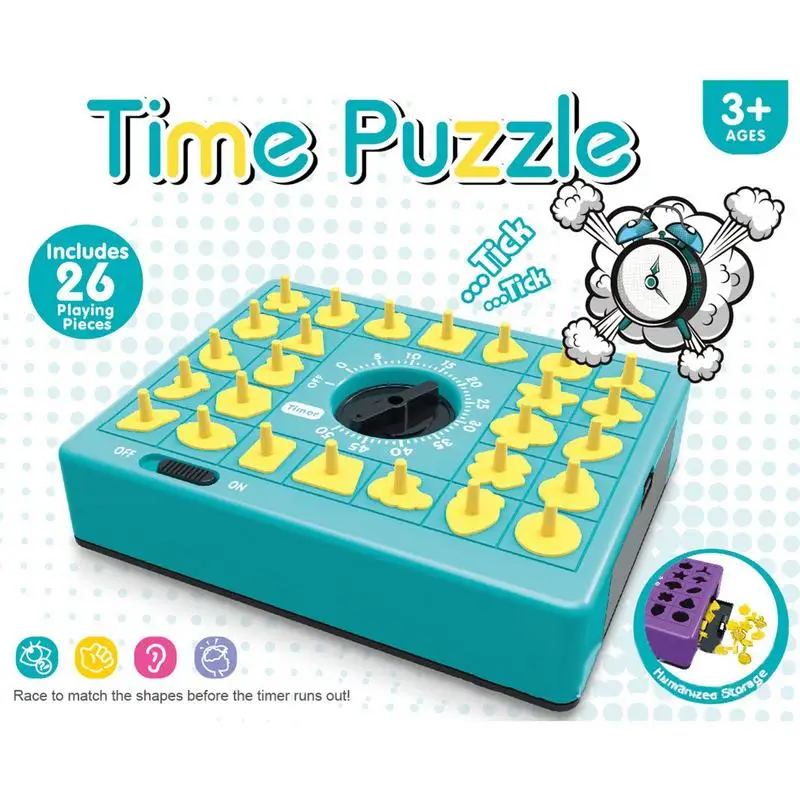 Kids Time Board Puzzle Toy | Kids Shape Matching Pop-Up Tray Toy Set with Timer | Family Board Sorting Game Plaything for Boys G images - 6