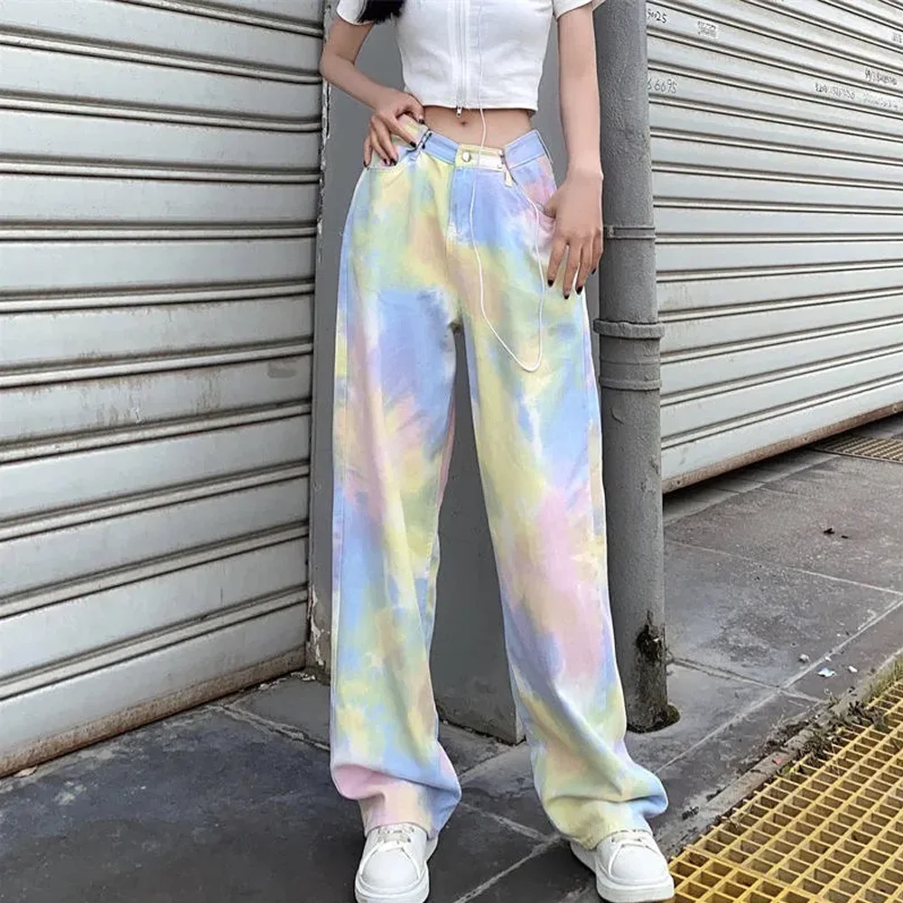 Fashion Rainbow Jeans Tie Dye 