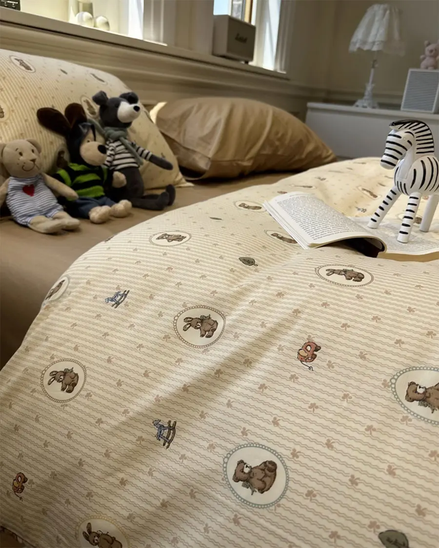 Винтажная Милая полоска в виде медведя двойная полноразмерная симпатичная Ретро