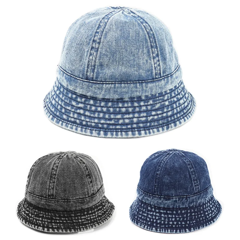 Панама из потертого денима для мужчин и женщин шляпа в стиле хип-хоп