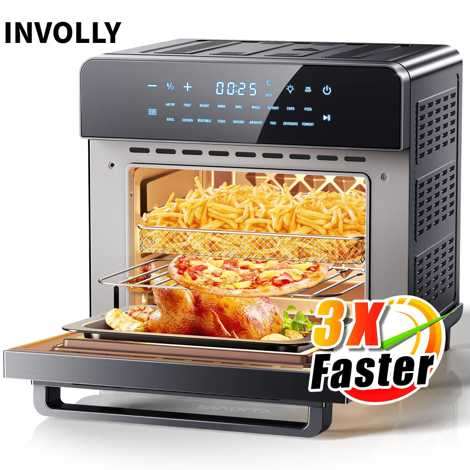 

Involly 15L Air Fryer Oven, Countertop Convection Mini Oven, 18 in 1 Digital Table-top Air Fryer Toaster Oven