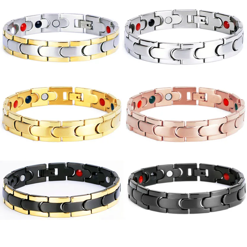 

Titanium Magnetic Bracelet Men Black Chain Bracelets Hematite Health Energy Bracelet for Women Drop Shipping