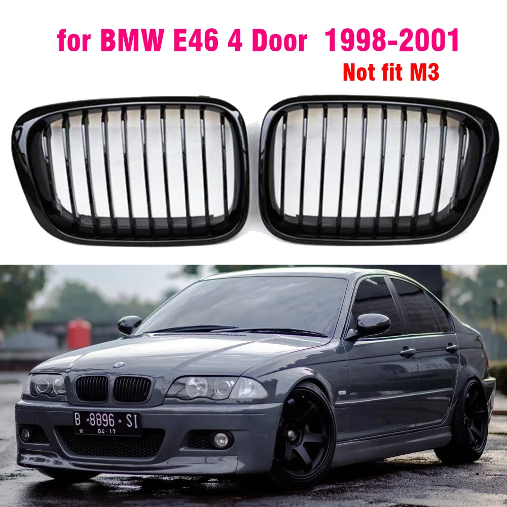

For Car ABS Front Bumper Radiator Kidney Grilles Gril For BMW E46 3 Series 1998 1999 2000 2001 Car Styling