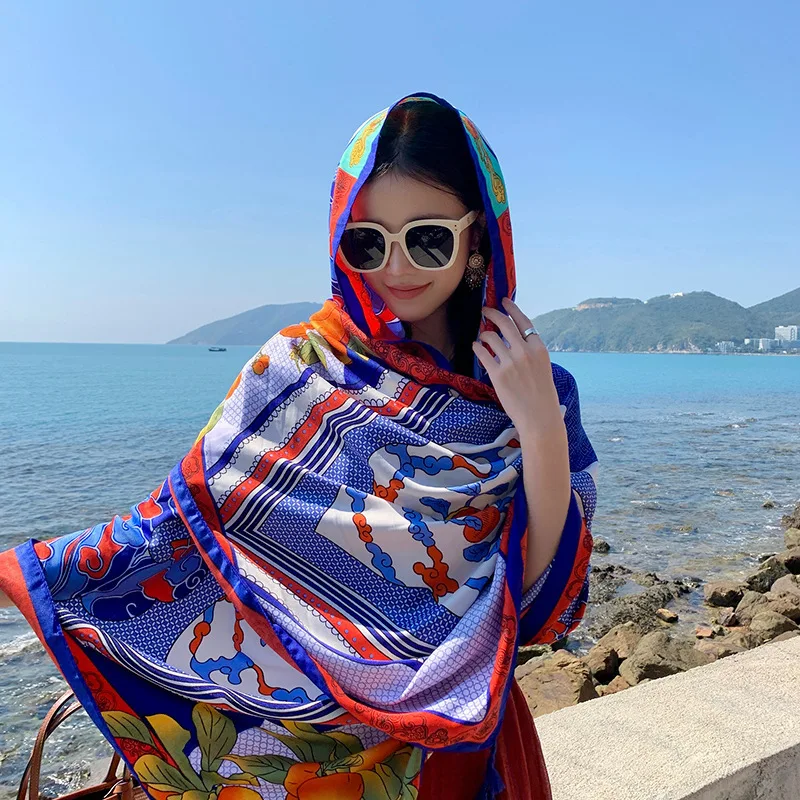 

Luxury Brand Cotton Scarf Women Large Shawls Design Hijab Echarpe Print Tassel Scarves Lady Beach Stole Muffler Foulard Pareo