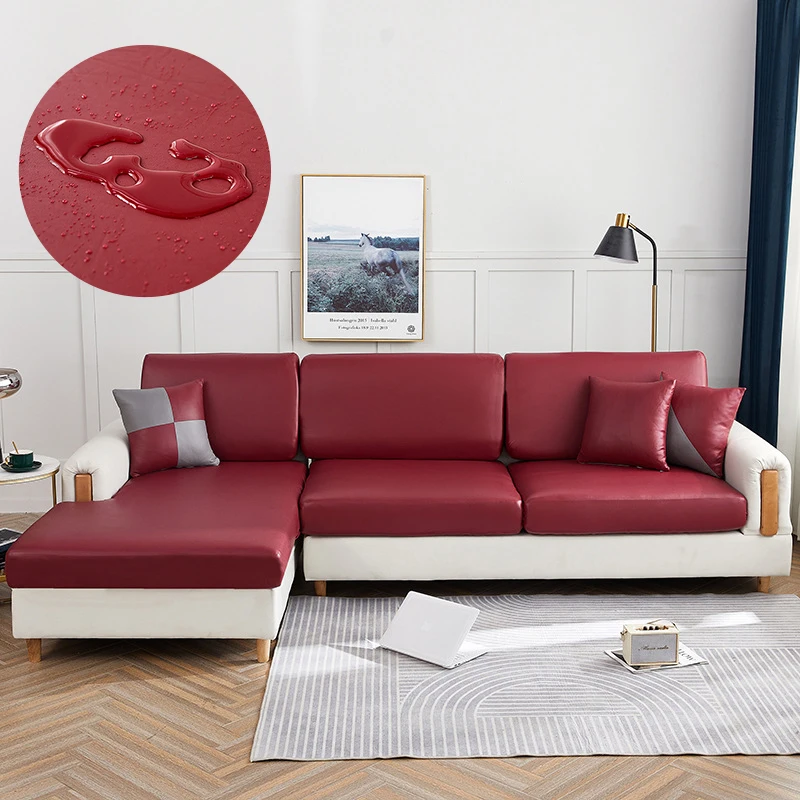 

Waterproof PU Leather Sofa Cushion Slipcover Stretch Durable Couch Cover Anti Slip Seat Covers for Room Pet Furniture Protector