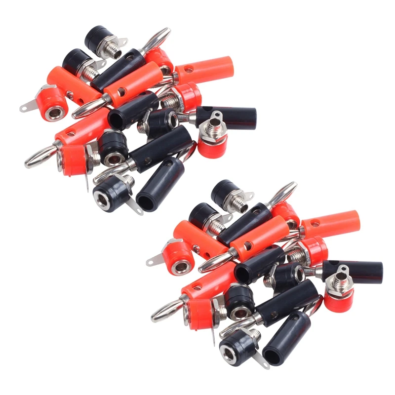 

4Mm 20Pcs Banana Plugs And 20Pcs Banana Sockets (Black And Red) Jack Connectors