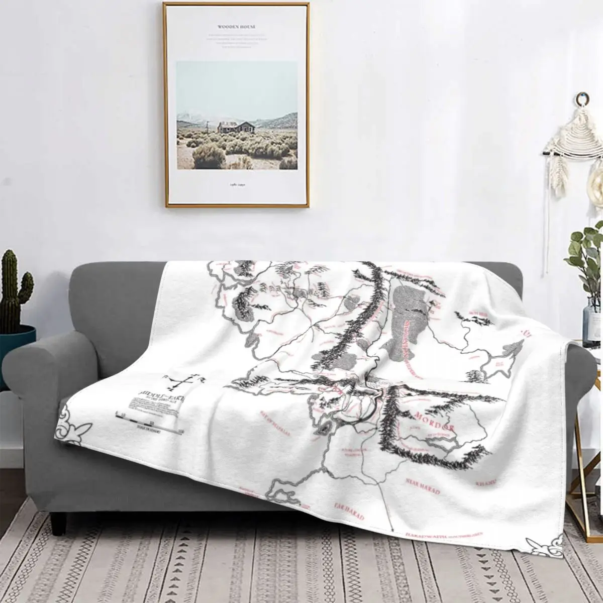 Tolkien карта средней земли одеяло покрывало клетчатое дизайнерское Одеяло детский