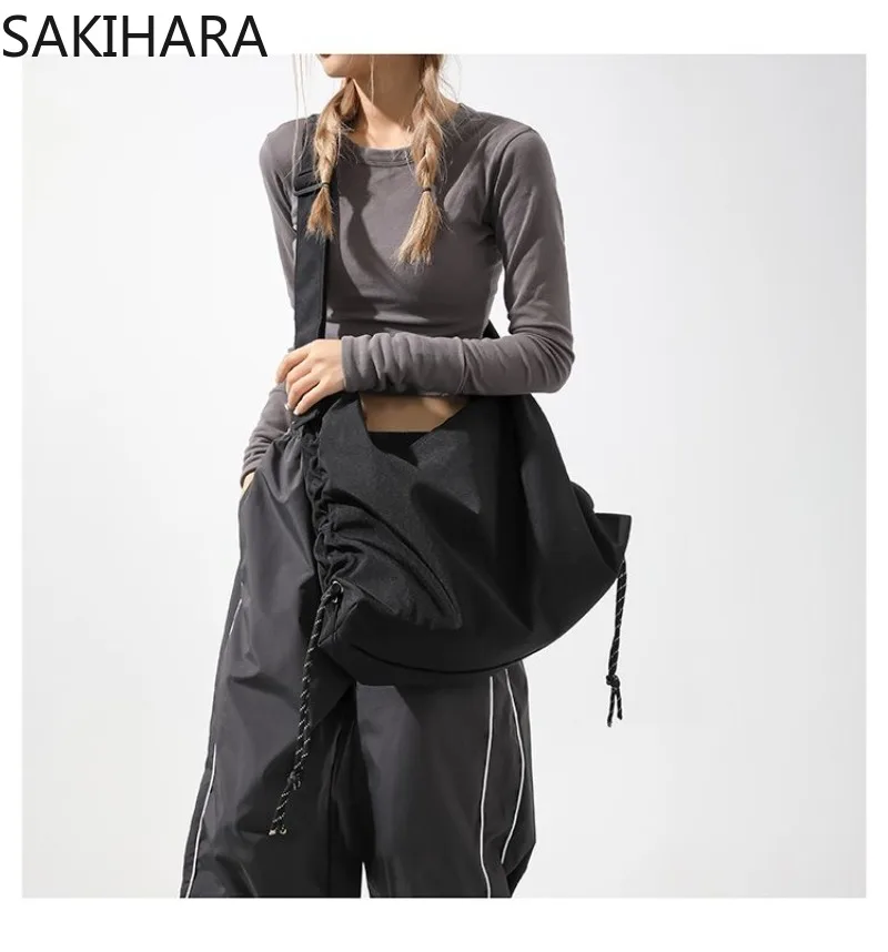 Корейские сумки через плечо для студентов вместительные повседневные на шнурке