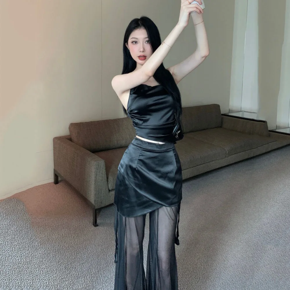 Женский летний сет LSHITT из полиэстера черный