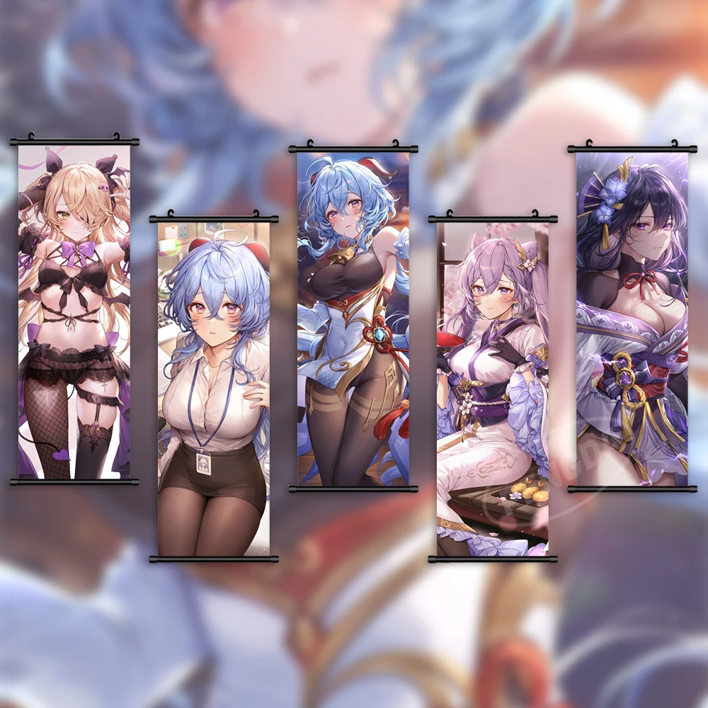 

Canvas Print Genshin Impact Wall Art Beelzebul Home Decoration Yae Miko Hanging Keqing Painting Game Scroll Picture Living Room