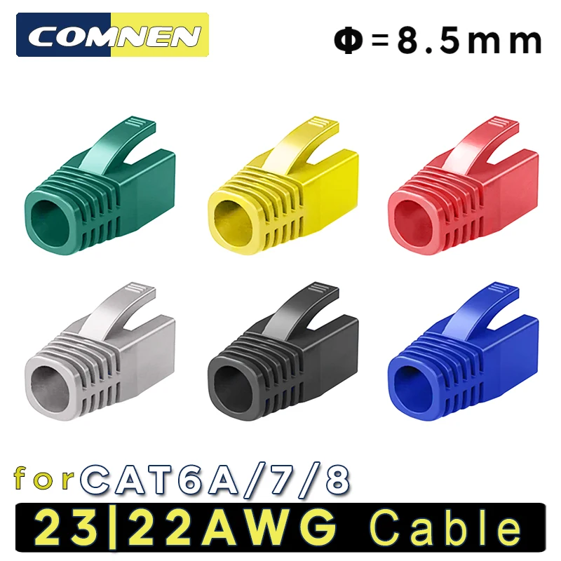 

COMNEN CAT7 CAT6A Strain Relief Boots 2-200pcs RJ45 Cable Connector Plug Covers Ethernet Network Cable 8.5mm for CAT8 CAT7 CAT6A