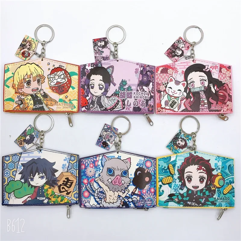 

Японское аниме, кошелек для монет из искусственной кожи, рассекающий демонов, милый мультяшный кошелек Kochou Shinobu, кошелек для карт, реальный п...