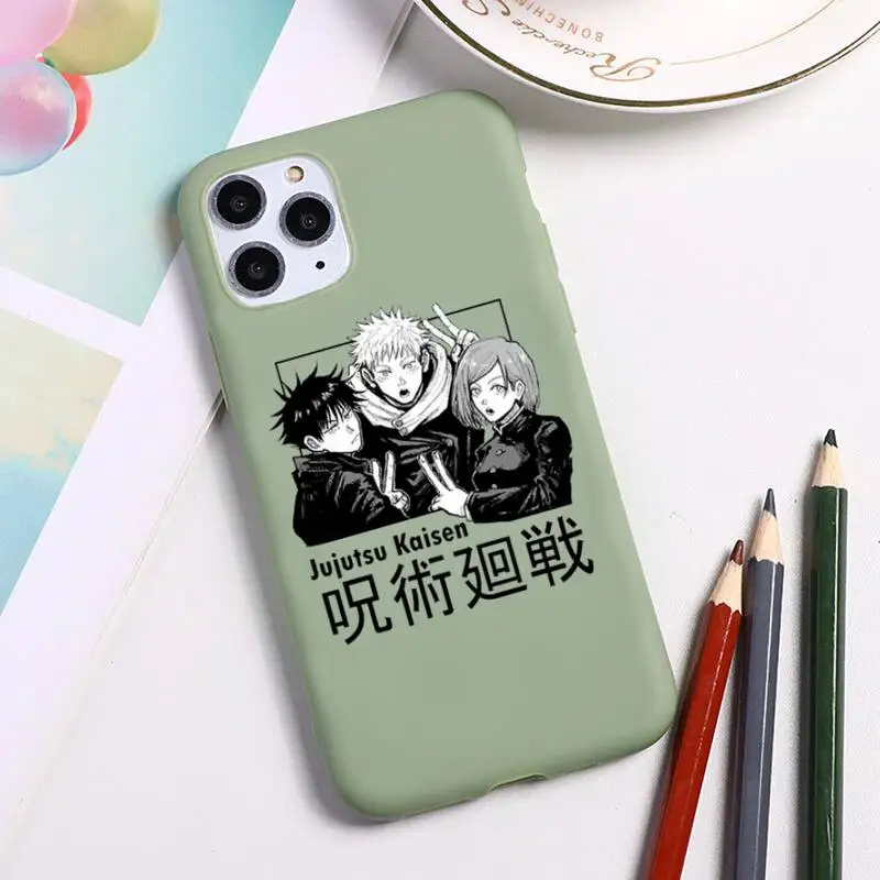 jujutsu kaisen Yūji Phone Case For iphone 13 12 11 Pro Max Mini XS 8 7 6 6S Plus X SE 2020 XR Candy green Silicone cover |