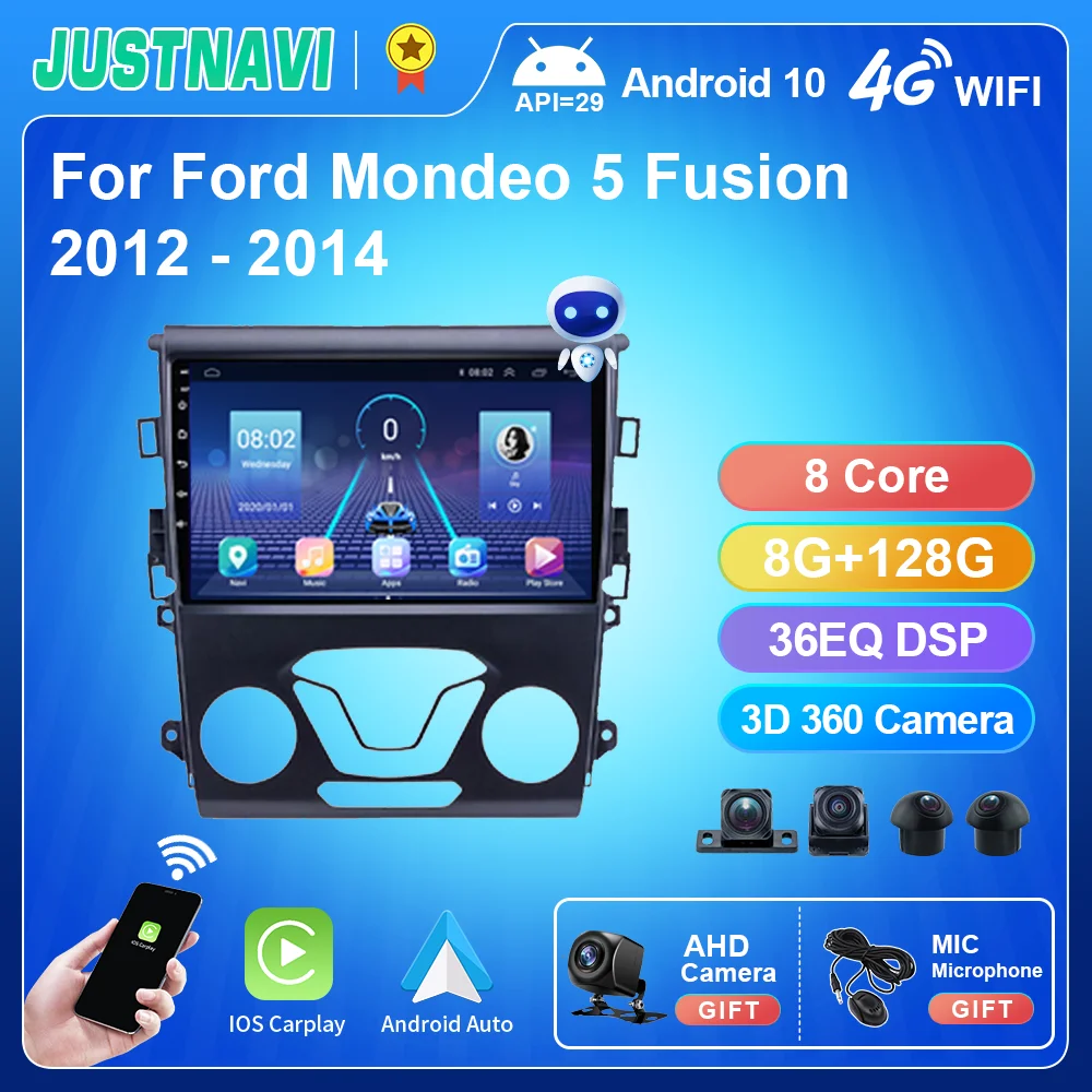 

JUSTNAVI QT5 360 Android 10 Radio Player For Ford Mondeo 5 Fusion 2012 - 2014 GPS DSP IPS Touch For Cars Multimedia Serero Auto