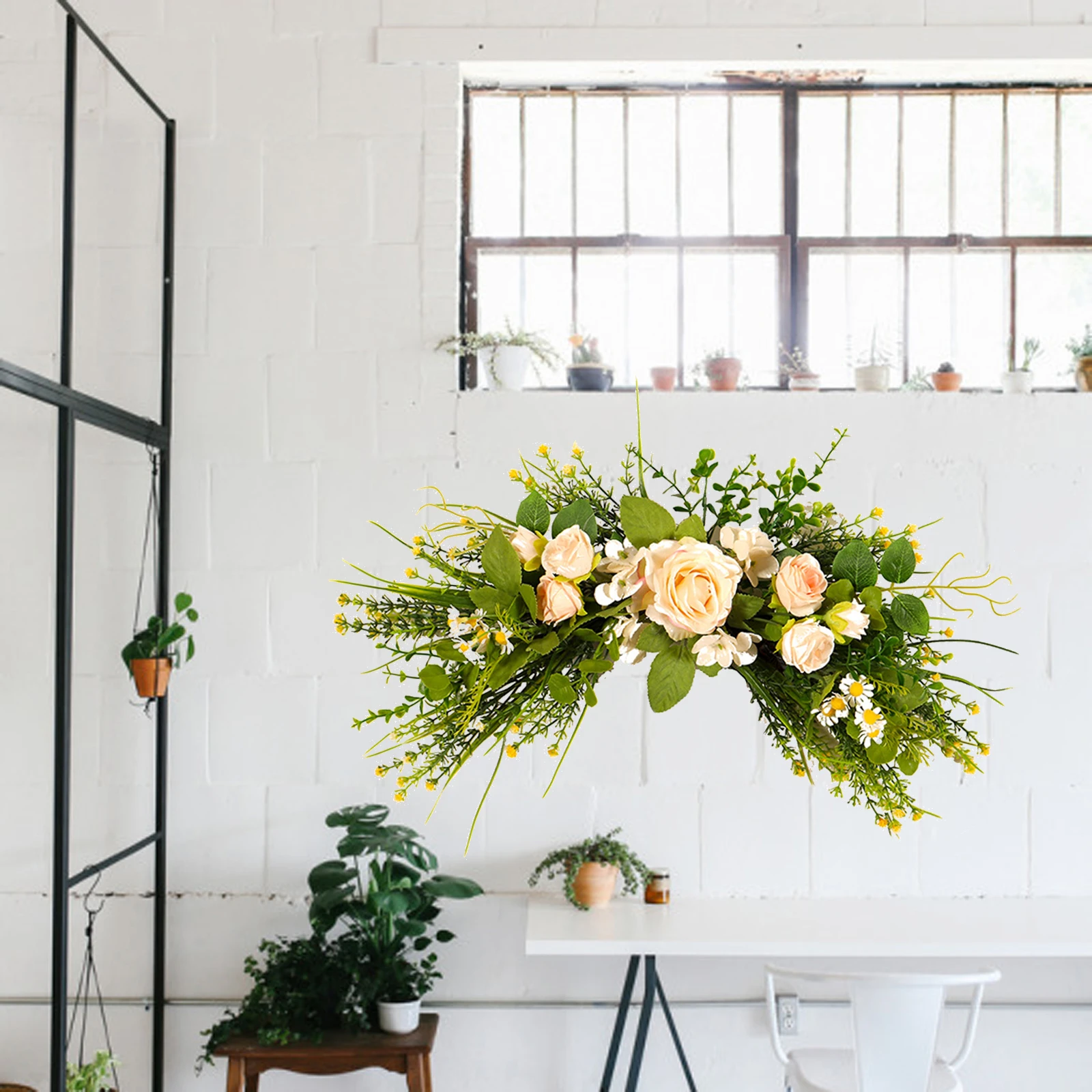 Вьющаяся Роза из искусственного шелка (Венок кольцо стены двери дверные или