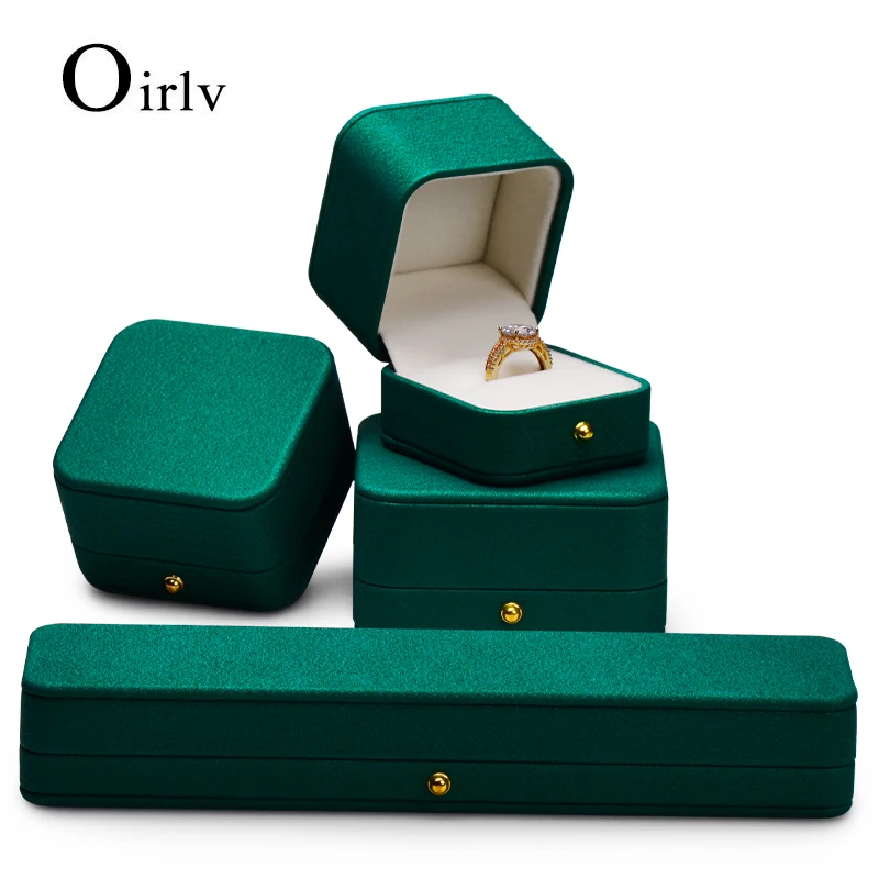 

Oirlv PU Leather Wedding Jewelry Box Set With Decorative Button Wedding Ring Box Oirlv Chain Bracelet Pendent Gift Jewelry Boxes