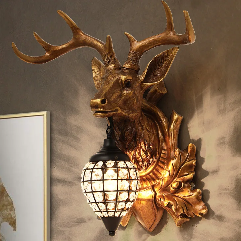 

FQ American Retro Living Room Background Wall Creative Wall Lamp