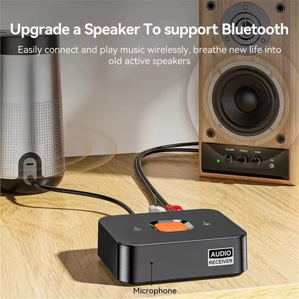 Приемник Bluetooth 6.0, разъем AUX 3,5 мм, беспроводной адаптер RCA, встроенный микрофон, беспроводной адаптер для стереомузыки, беспроводной адаптер для домашней акустикиусилителя (art.: 3920dad44c164) - 3920dad44c164