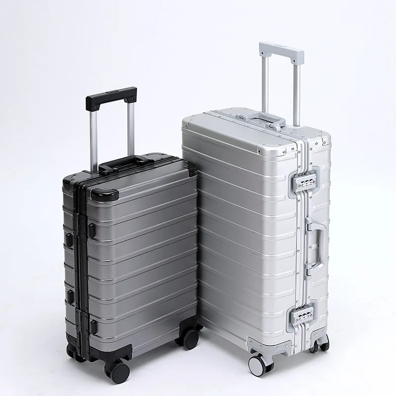 

100% Aluminium Cabin Suitcase Metal Travel Luggage Carry On Spinner All-direction Wheel Suitcases For Men Women