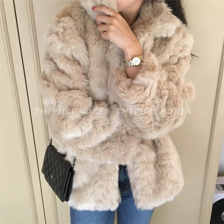 Autumn Winter Artificial Fur Lamb Coat Women's Hidden Button Plush Short Coat Revival Style Outerwaer Winter Jacket Women Warm