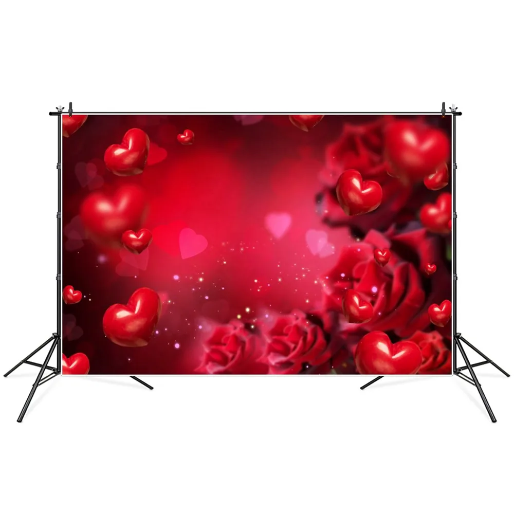 

Photography Backdrops Valentine's Day Red Love Heart Banner Custom Baby Bokeh Party Decoration Studio Photocall Backgrounds