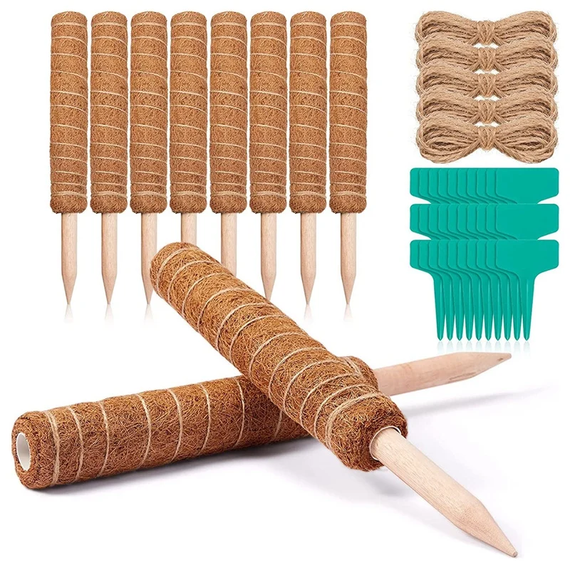 

10 Pack Moss Rods,16 Inch Spiral Moss Rods For Plant,Plant Stick Support Extensions With 30 Plant Tabs&5 Garden Ties