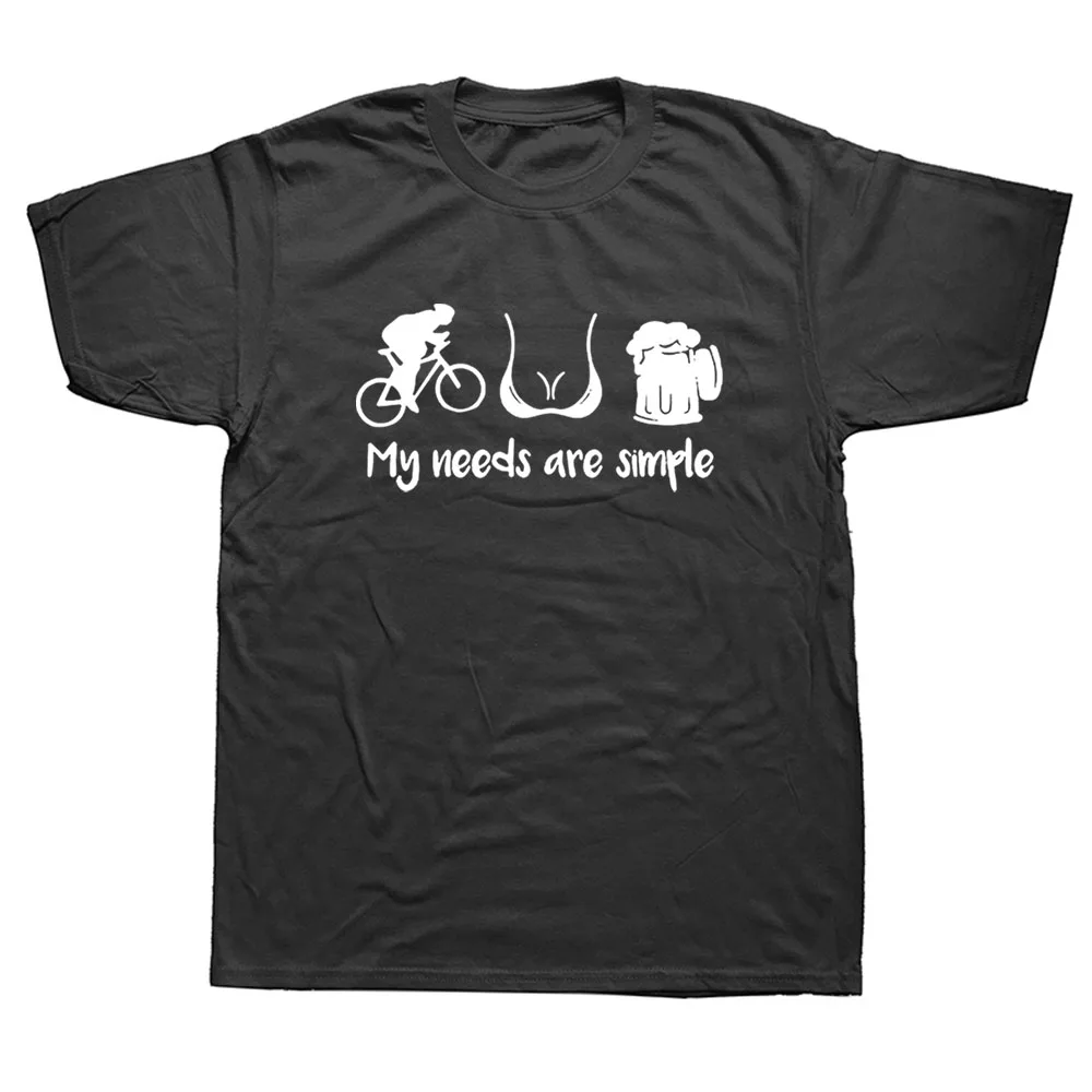 

Funny My Needs Are Simple Mountain Bike T-shirt Men Short Sleeve Cotton Heartbeat Dirt Bike Harajuku T Shirts Boyfriend Gift