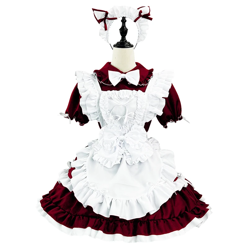 

Bow Lolita Maid Dress Japanese Sweet Women Kawaii Dress Role Play Costume Halloween Party Cosplay Anime Maid New Large Size 5XL