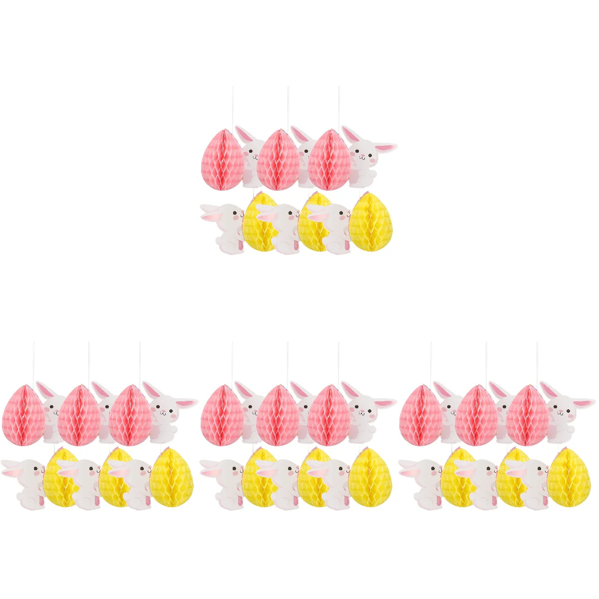 

24 pcs Decorative Bunny Easter Hanging Party Supplies Honeycomb Bunny Ornaments Party Favor Easter Party Decor