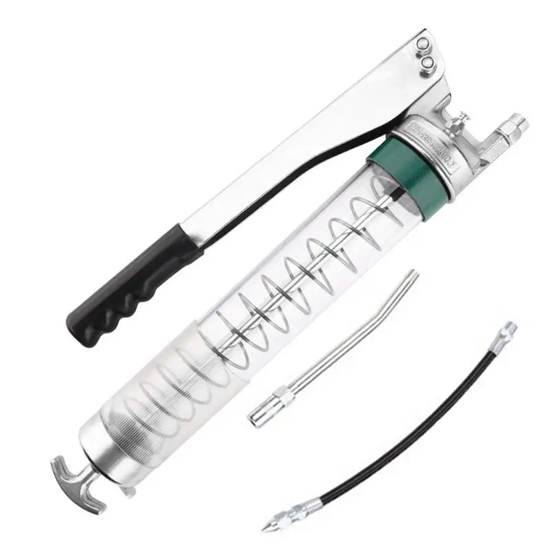 

Sturdy Durable Butter Syringe Pneumatic Oiling Double Rod Transparent Oiler 400cc High Pressure Manual Zipper Butter Syringe