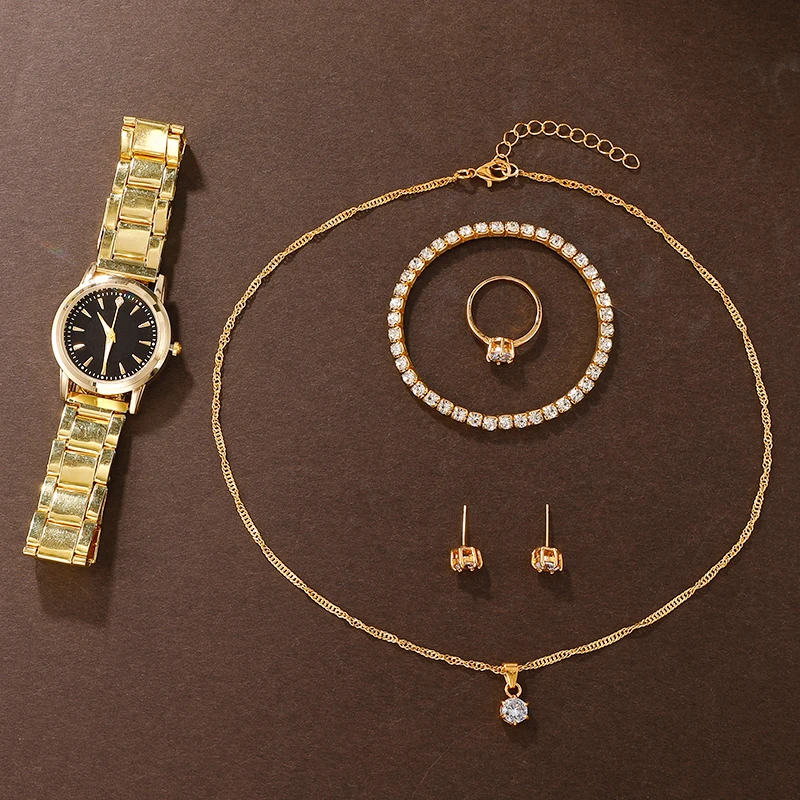 6 шт./комплект женские золотые роскошные часы