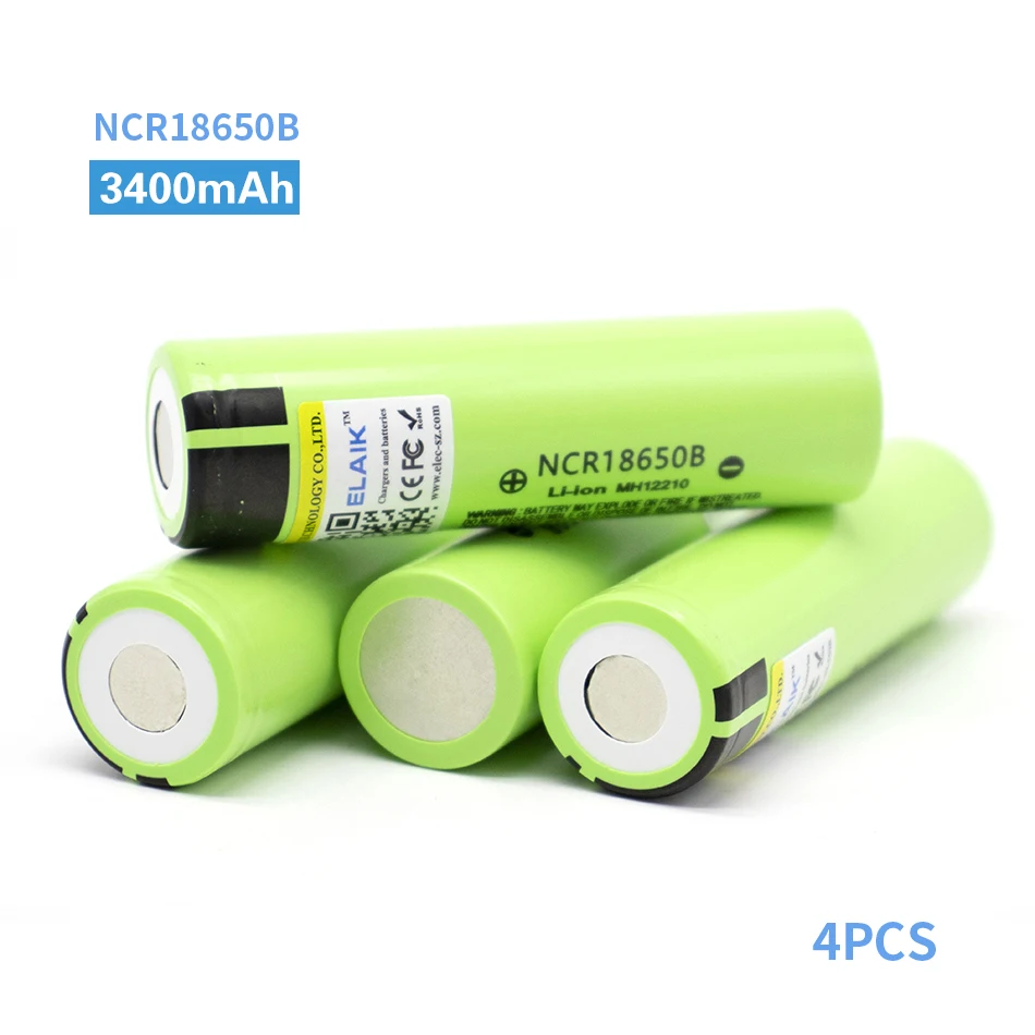 

4 teile/los Elaik Original 18650 NCR18650B Lithium-ionen-akku 3,7 V 3400mAh Für Taschenlampe verwenden