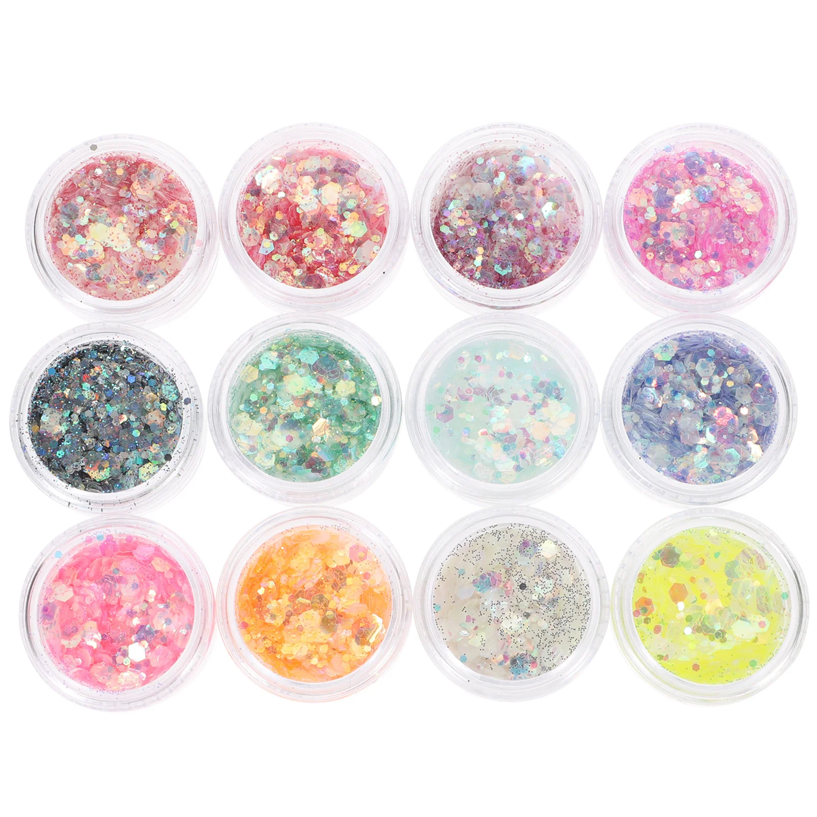 

12 Boxes Glitter Body Sequins Luminary Nail Gel Face Liquid Eyeshadow Hair Shiny