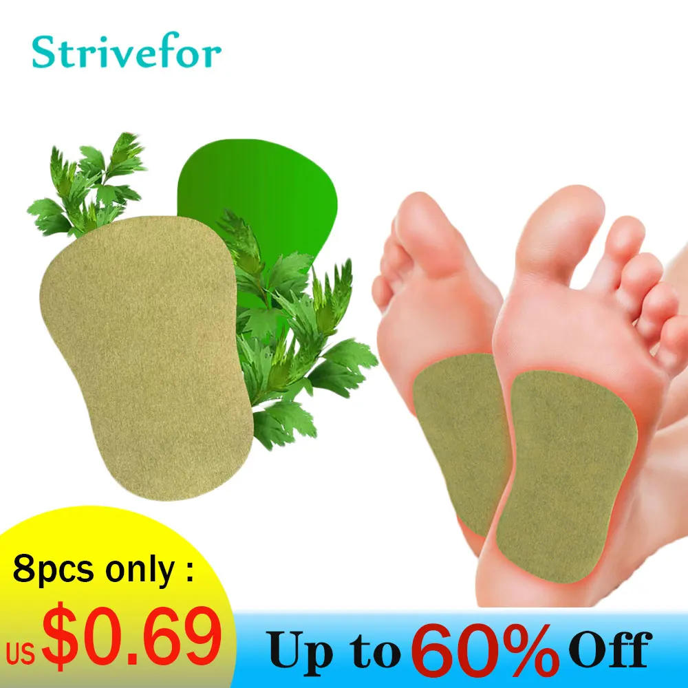 

8pcs Wormwood Foot Patch Relieve Stress Detoxification Help Sleeping Self-heating Sticker Heel Fatigue Pain Plaster Weight Loss