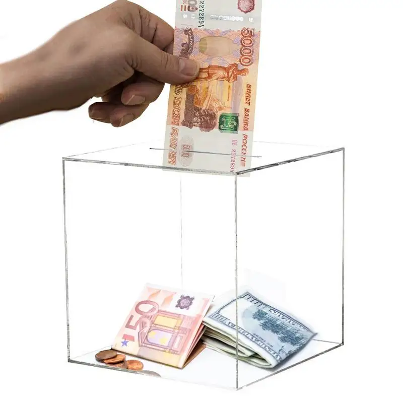 

Acrylic Money Bank Unopenable Money Jar Atm Piggy Bank For Real Money Dollar Piggy Bank Acrylic Bank Jar Clear Change Box