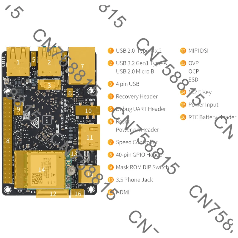 Фото Материнская плата Android Tinkerboard 3S Rockchip RK3566, плата для разработки, 1 шт./лот! 100% новый оригинальный Asus [tinker board3] №3