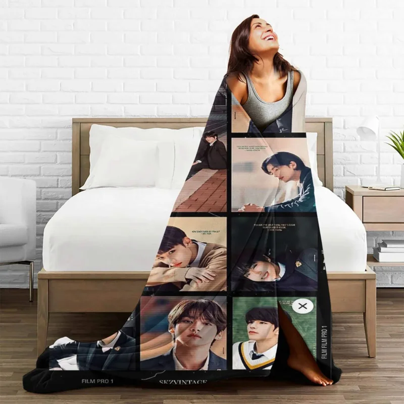 

Kpop Star Stray Kids Singer Idol Blanket Fleece Printed Portable Soft Throw Blankets for Bedding Office Rug Piece