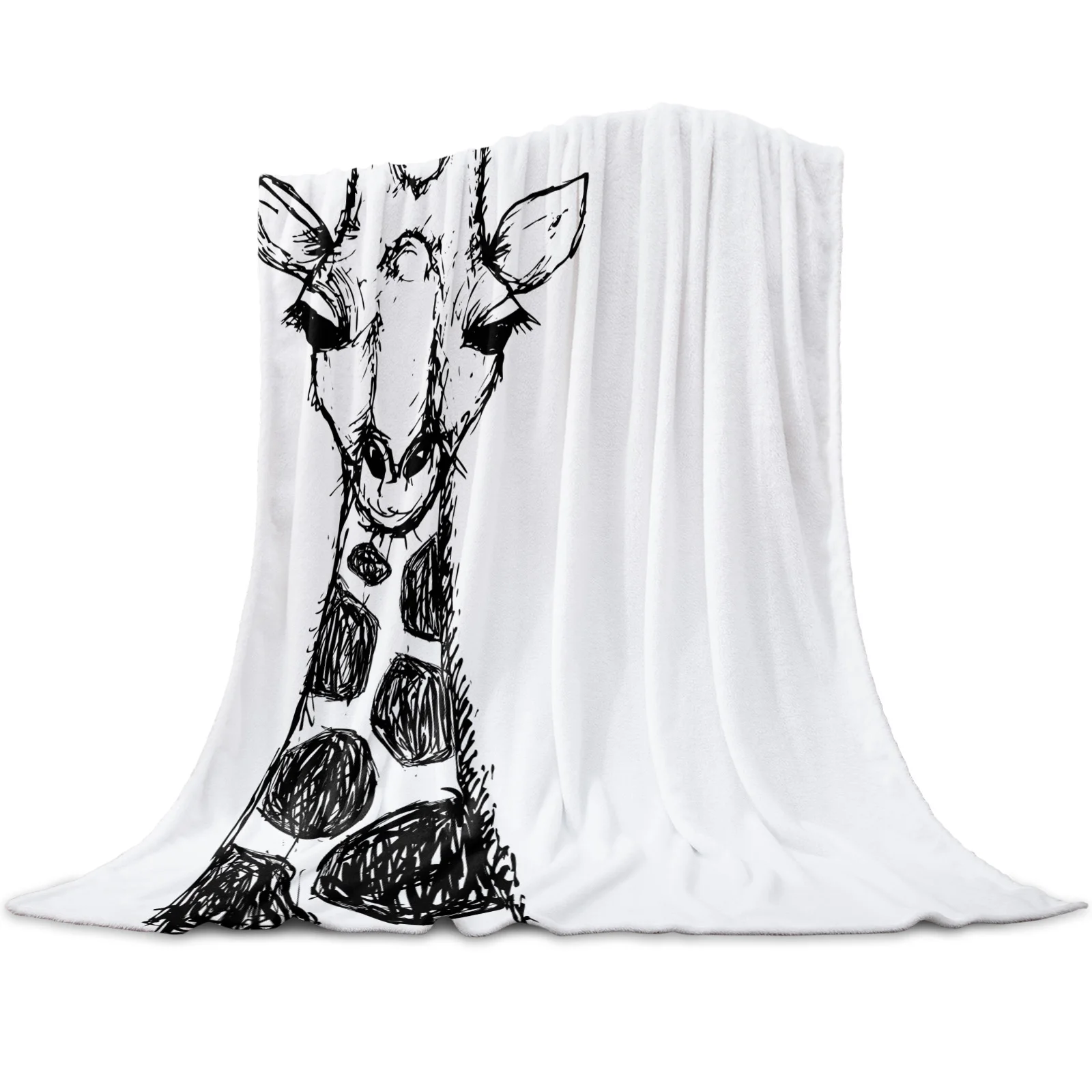 

Black White Giraffe Blanket Flannel Winter Sheet Bedspread for Bed Sofa Travel Bedding Warm Fleece Throw Blankets