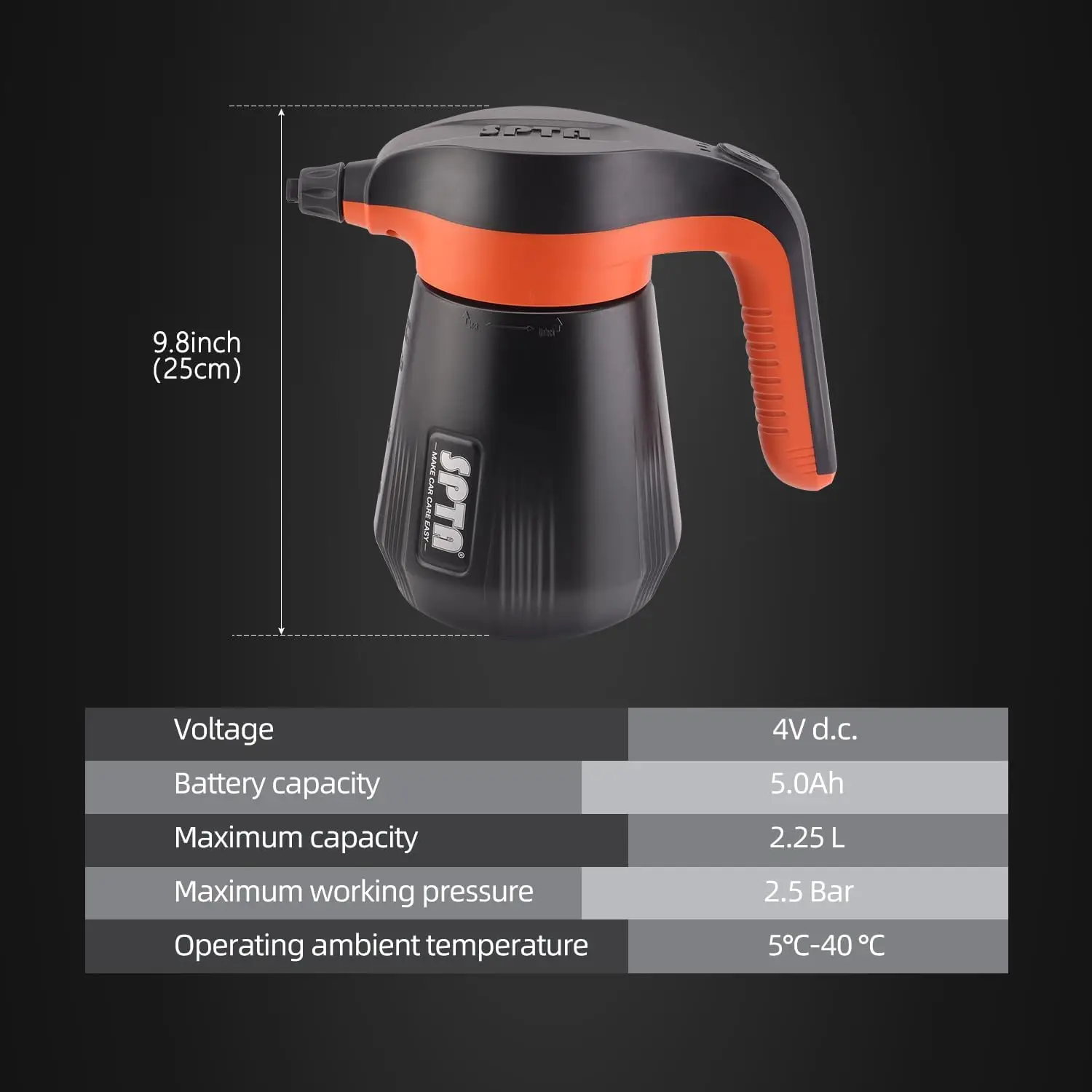 Электрический распылитель пены SPTA беспроводной насос для мойки автомобиля 2 25 л/76