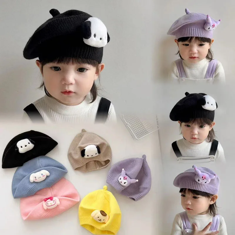 

Кавайная детская шапка Sanrio Cinnamoroll Kuromi моя мелодия понравико Симпатичные аниме игрушки головной вязаный художник шапка теплые береты подарок для девочек