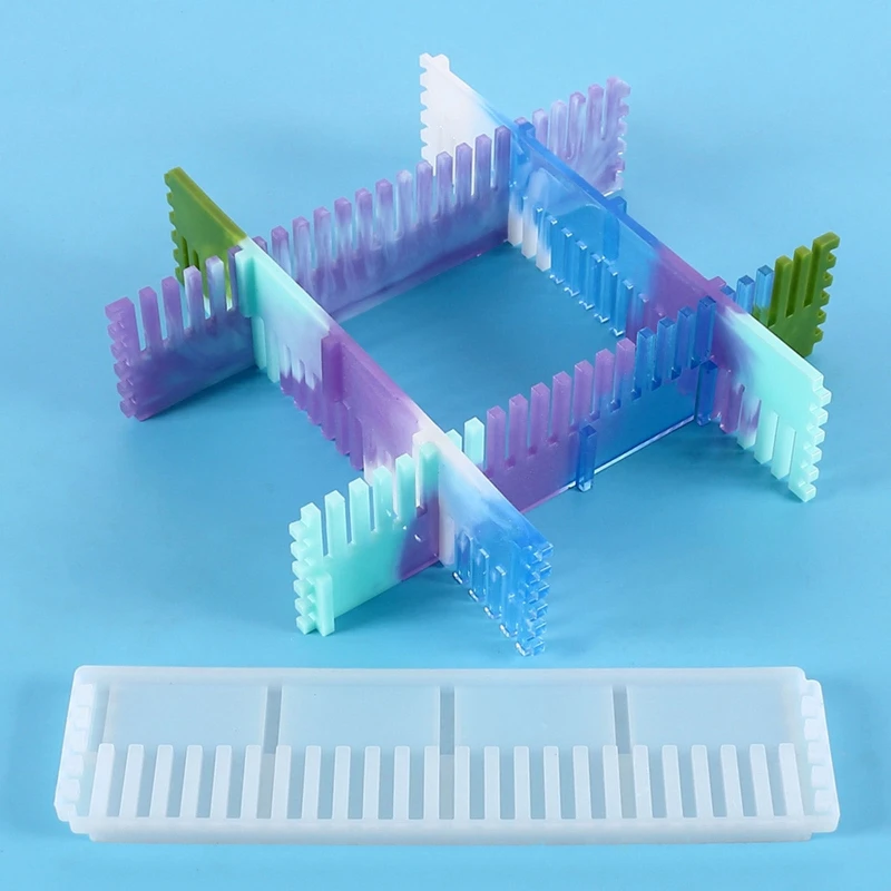

E0BF Serrated Comb Shape Frame Silicone Mold Exquisite Crystal Epoxy Resin Mould for DIY Fixing Pad Holder Art Crafts Making