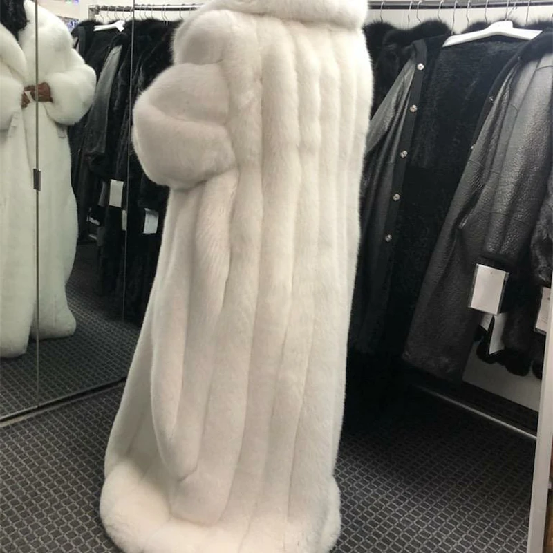 Luxury Genuine Fox Fur Coat Women Elegant Cozy Warm Outertwear Lady Winter New Tide Thicken Long Style Fox Fur Jackets Female