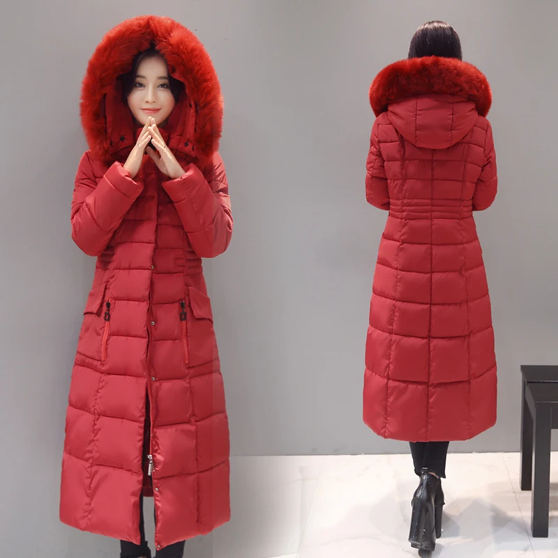 New Winter Ladies Down Cotton Jackets 2022 Fashion Long Thickening Warm Padded Parkas Hooded Slim Big Yards Women Coats LXT731