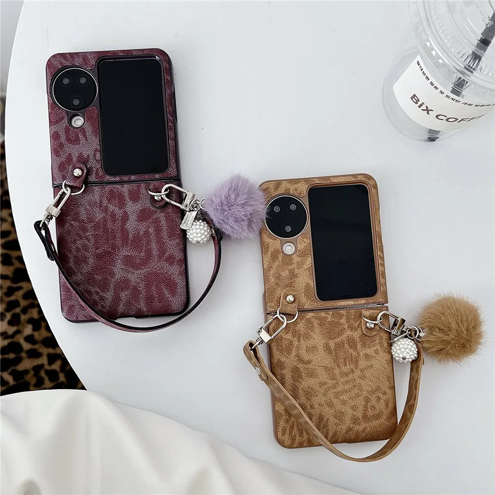 Роскошный чехол-браслет с леопардовым принтом для Motorola Razr50 ultra чехол OPPO Find N3Flip Caes