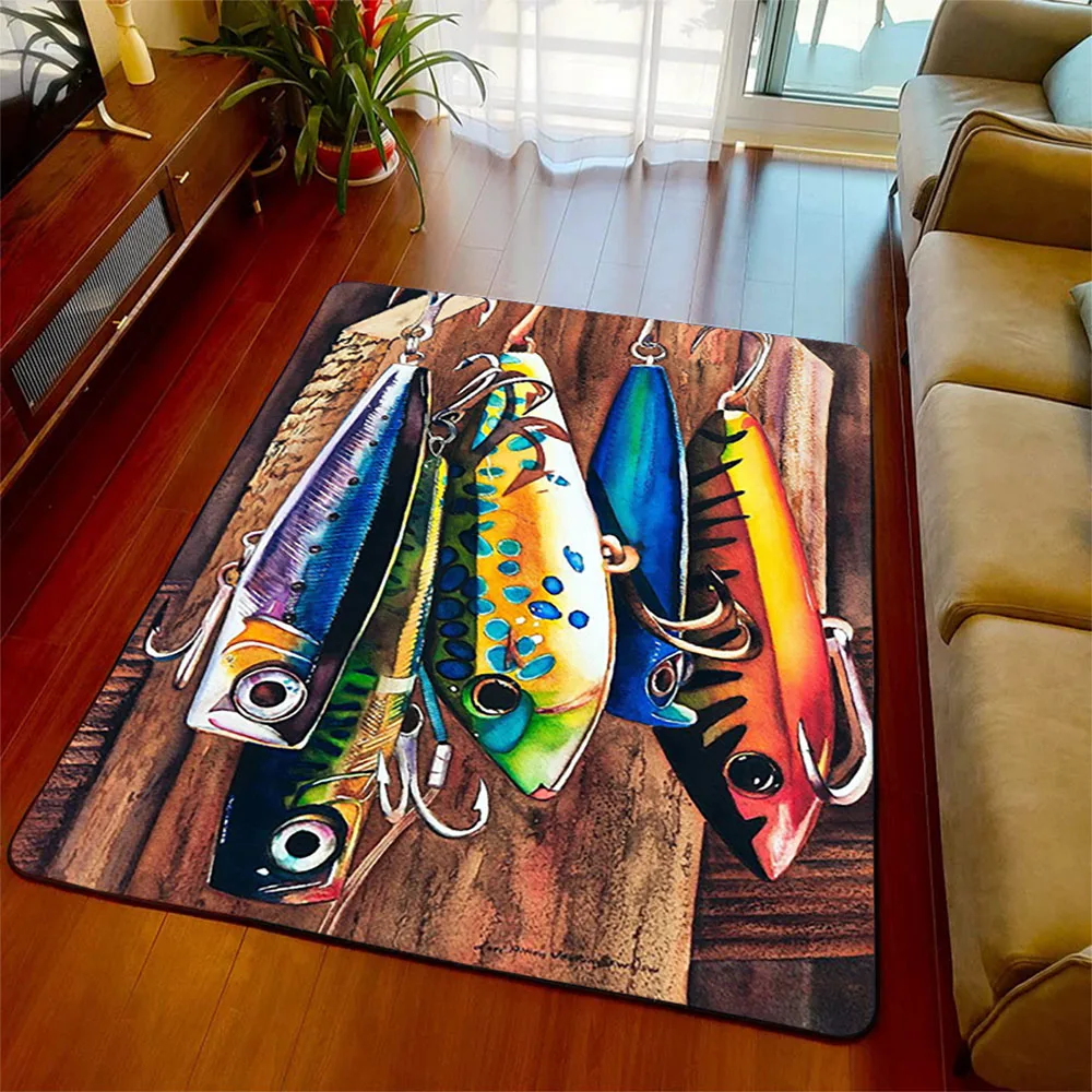 

Fishing Carpet 3D Printed Non-slip Mat Dining Room Living Room Area Rug Soft Bedroom Carpets Fishing Enthusiast Gift Home Decor