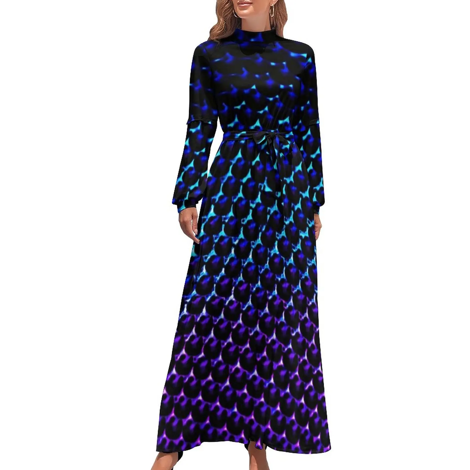 

Patterns Metallic Dress Colorful Sparkles Elegant Maxi Dress Aesthetic Beach Long Dresses High Waist Graphic Clothing