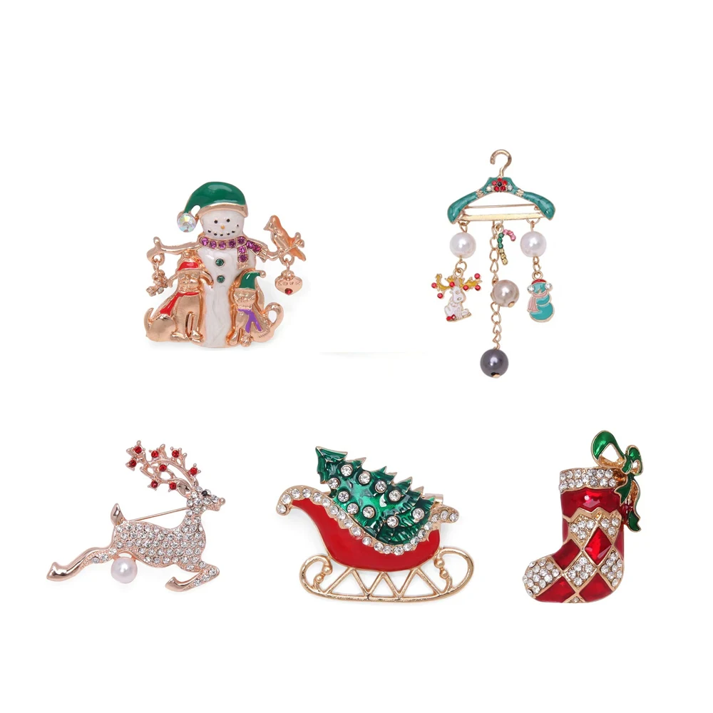 CZ Рождественский Снеговик Милу Олень Металлическая Брошь Для Женщин Мода